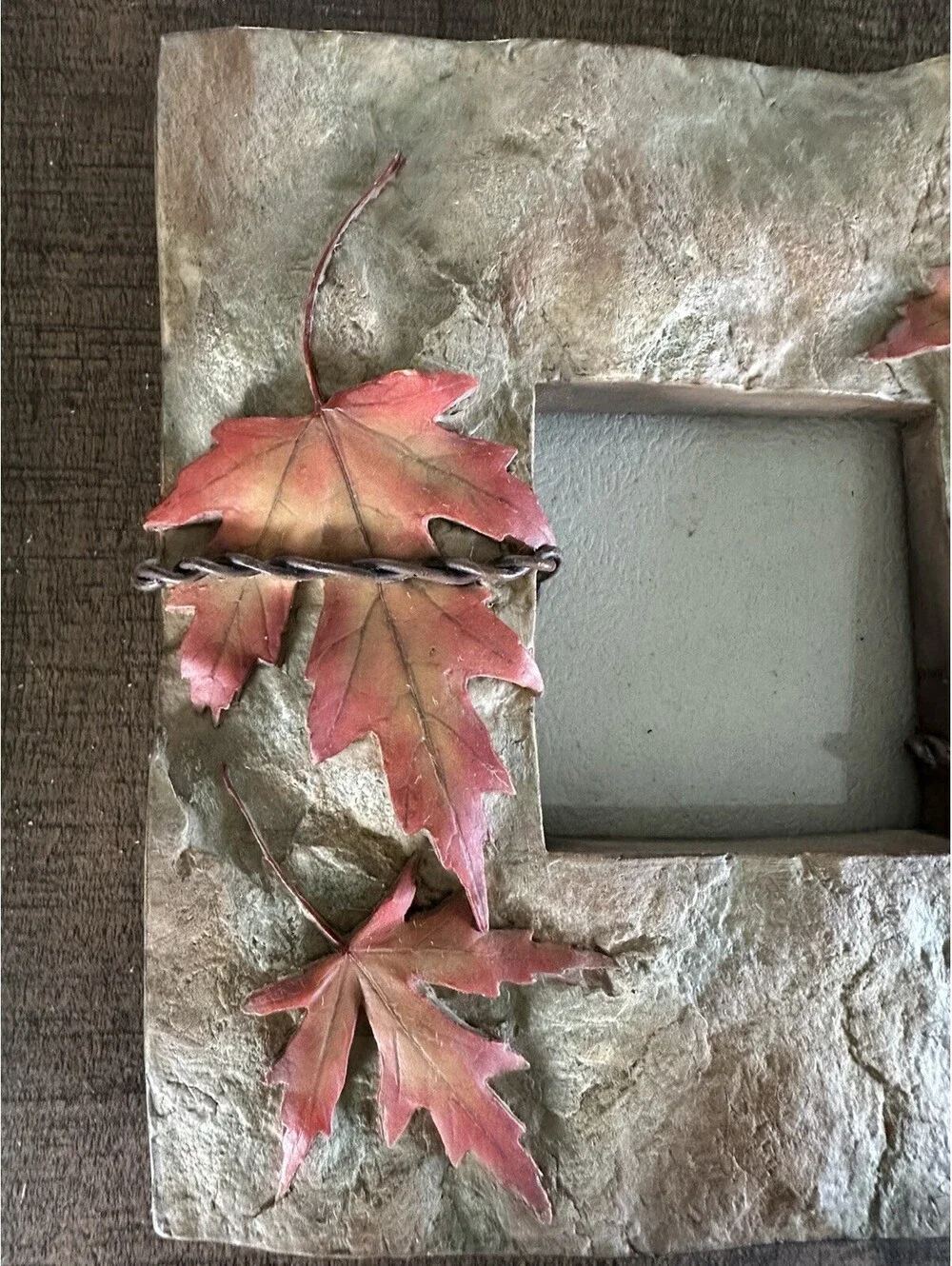 Vintage 1996 Frame-ology Rose Maple Fall Leaf 3x3 Photo Frame United Design